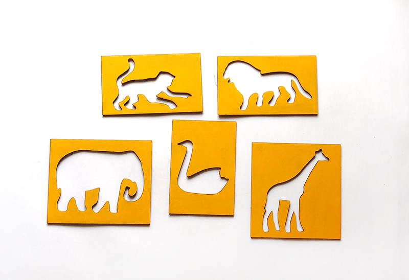 Stencils With Frame Wild Animals