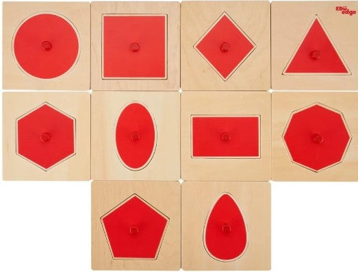 Vr/Wooden Inset Tray Ten Shapes Puzzle