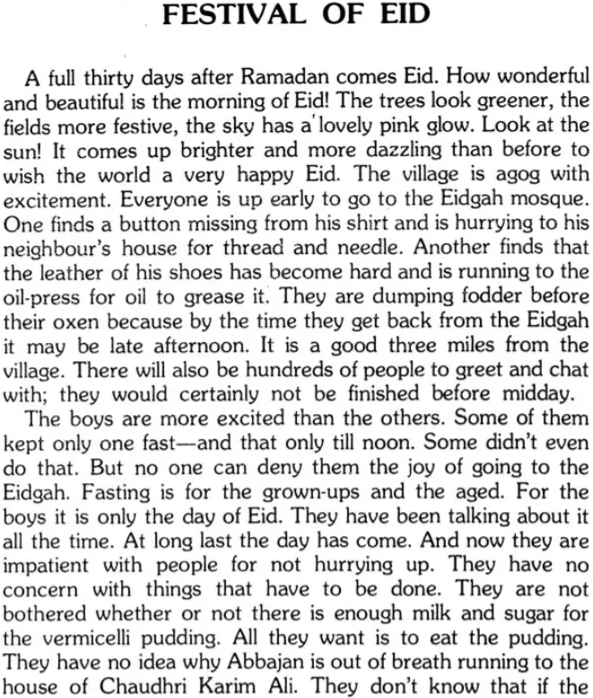 Festival of Eid English