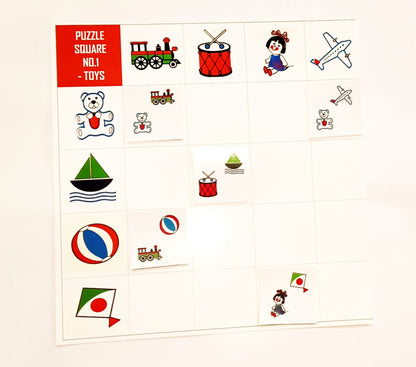 Picture Puzzle Matching on Square Boxes Nos. 1,2,3